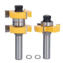 Adjustable Tongue Groove Bit Set For Versatile Woodworking Applications Including Plywoods Hardwoods Softwoods Featuring T Shape Design And Three