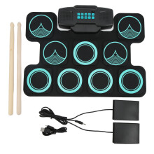 Compact Drum Machine With Headphone Jack And Rechargeable Battery, Electronic Drum Pad With Realistic Tone Adjustments And Roll-Up Design For