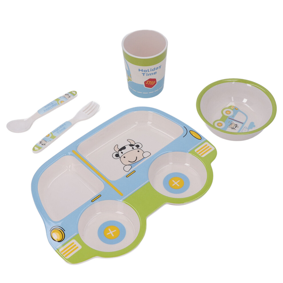 Kids Dinnerware Set Durable Material Easy Cleanup Animal Cartoon Design BPA Free Food-Grade Material Lightweight Toddler Tableware with Plate Bowl