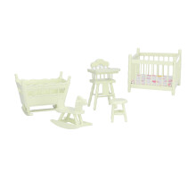 Dekoratives Accessoire: Puppenbett aus Holz, Puppenhausmöbel, Miniatur-Schlafzimmer, niedliches Design, lebendige Dekoration, exquisite