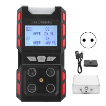 Multigasdetector 4-in-1, draagbaar, oplaadbaar, met verlicht display, geluids- en lichtalarm, schokalarm, water- en stofbestendig, voor industriële