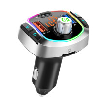 Adattatore autoradio con trasmettitore FM Bluetooth, chiamate in vivavoce, doppie porte di ricarica rapida, lettore musicale MP3, retroilluminazione