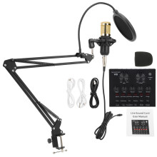 Placă de sunet live cu microfon cu condensator și schimbător de voce, pachet de echipamente pentru podcast pentru studio acasă și utilizare în