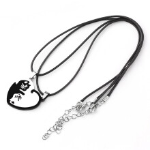 Cute Cat Design Matching Couple Necklace Set, Stainless Steel Yin Yang Pendant Friendship Jewelry Representing Love and Connection Anniversary Best