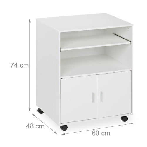Mobile Office Stand with Keyboard Drawer, White 2