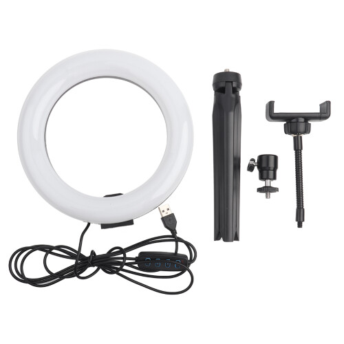 Studio Fill Light Ring Light with Stand, Adjustable Tripod Stand USB Powered LED Fill Light for Home Streaming, 3Color Lighting Modes Brightness