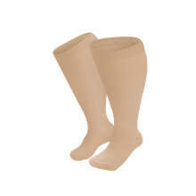 Men's Wool Thermal Socks, Plus Size Compression Knee-High Support, Wide Calf, Winter Socks for Men & Women, Beige 4XL