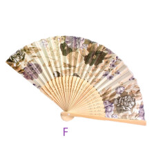 Premium Material, Vintage Bamboo Folding Hand Held Flower Fan Chinese Dance Party Pocket Gifts, 1 Fan(F)