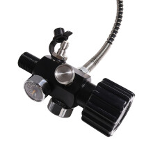 M18X1.5 PCP Serbatoio Doppio Indicatore di Ricarica Valvola di Ricarica Aria Bombola di Gas Adattatore di Ricarica 6000 Psi con Tubo da 50 Cm,Nero