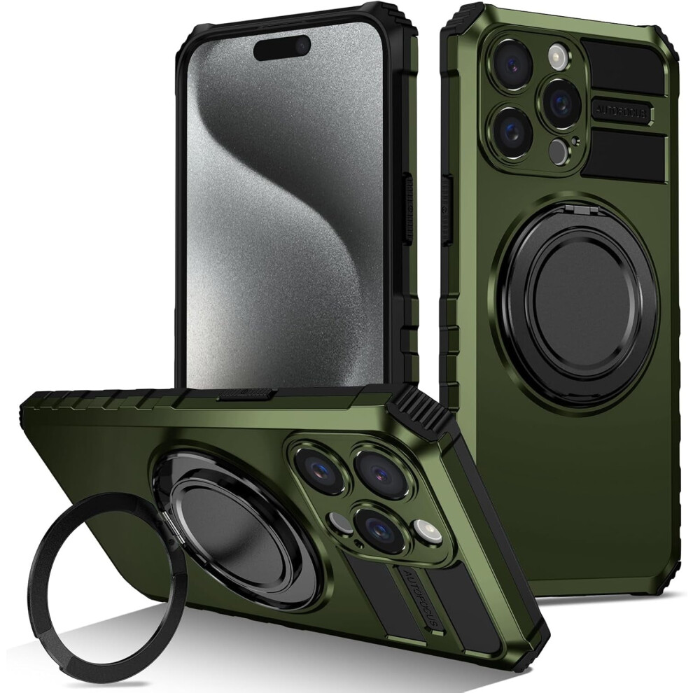 Military-Grade Iphone 14 Case With 360 Rotatable Magnetic Kickstand, Drop & Shock Protection Â 6.1" Green 9181073433337
