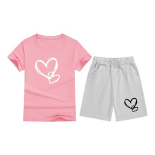 Girls 2 Piece Summer Outfits Kids Short Sleeve T-Shirts and Elastic Waist Shorts Clothing Sets Pink 8-9 Years