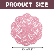 Pink crocheted flower placemats round 20cm