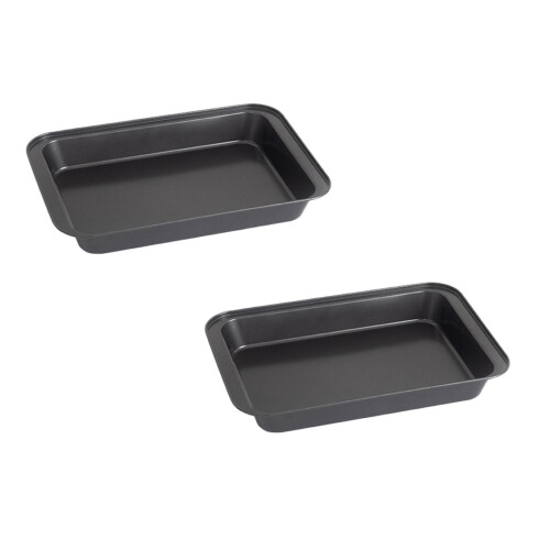 3pcs Nonstick Baking Sheets (37cm), Stackable, Warp-Resistant, Easy-Clean, Black – Compatible with Standard Ovens