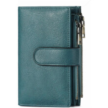 Womens Wallets Rfid Credit Card Holder with 2 Zipper Pockets, 3 ID Windows Ladies Purse Leather