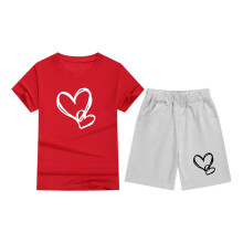 Girls 2 Piece Summer Outfits Kids Short Sleeve T-Shirts and Elastic Waist Shorts Clothing Sets Red 2-3 Years