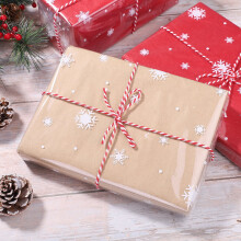 ETEREAUTY Clear Grey Cellophane Wrapping Roll with Snowflake Design for Gift Basket Use