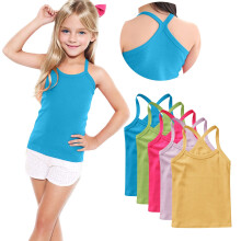5 Pack Girls Dance Tank Tops Racerback Camisole Spaghetti Strap Camis Sleeveless Undershirts Ballet Gymnastics Wear Blue 6-7 Years