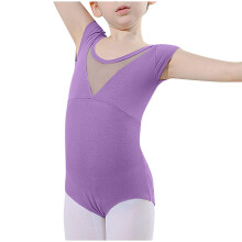 Girls Ballet Leotards Dance Leotards Ruffle Short Sleeve Gymnastics Outfits Purple 9-10 Years