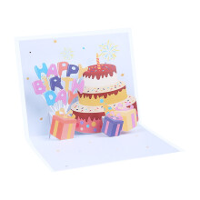3D Pop-Up Birthday Card, Colorful Cake Design, 4x6, with Envelope – Compatible with Kids & Women, Bulk Thank You Cards