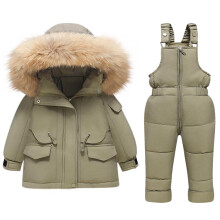 Conjunto de neve infantil Meresysid para meninos e meninas, com calça e jaqueta de neve, casaco de inverno verde.