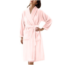asdoklhq Satinmorgonrock för kvinnor Fritidsflanellpyjamas Badrockar Sovrockar Par Hemkläder Rosa XL