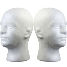 Male Head Model Foam Wig Hat Stand 2 Pack