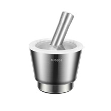304 Stainless Steel Masher Household Manual Garlic Maker Pounding Jar Manual Grinding Ring Bowl and Pestle Set