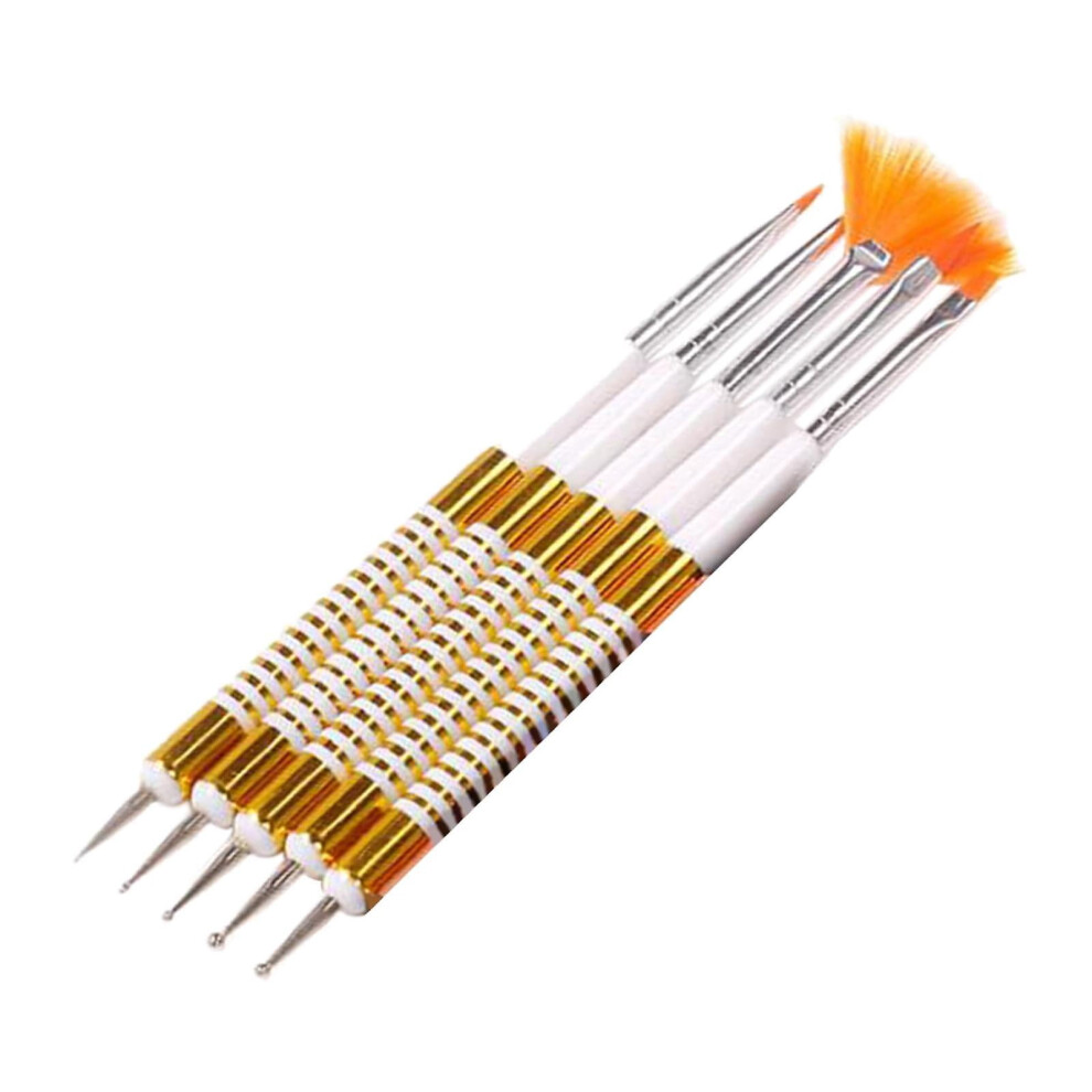 Nail Art Brushes Double Ended Pointed Tip 5 Pieces