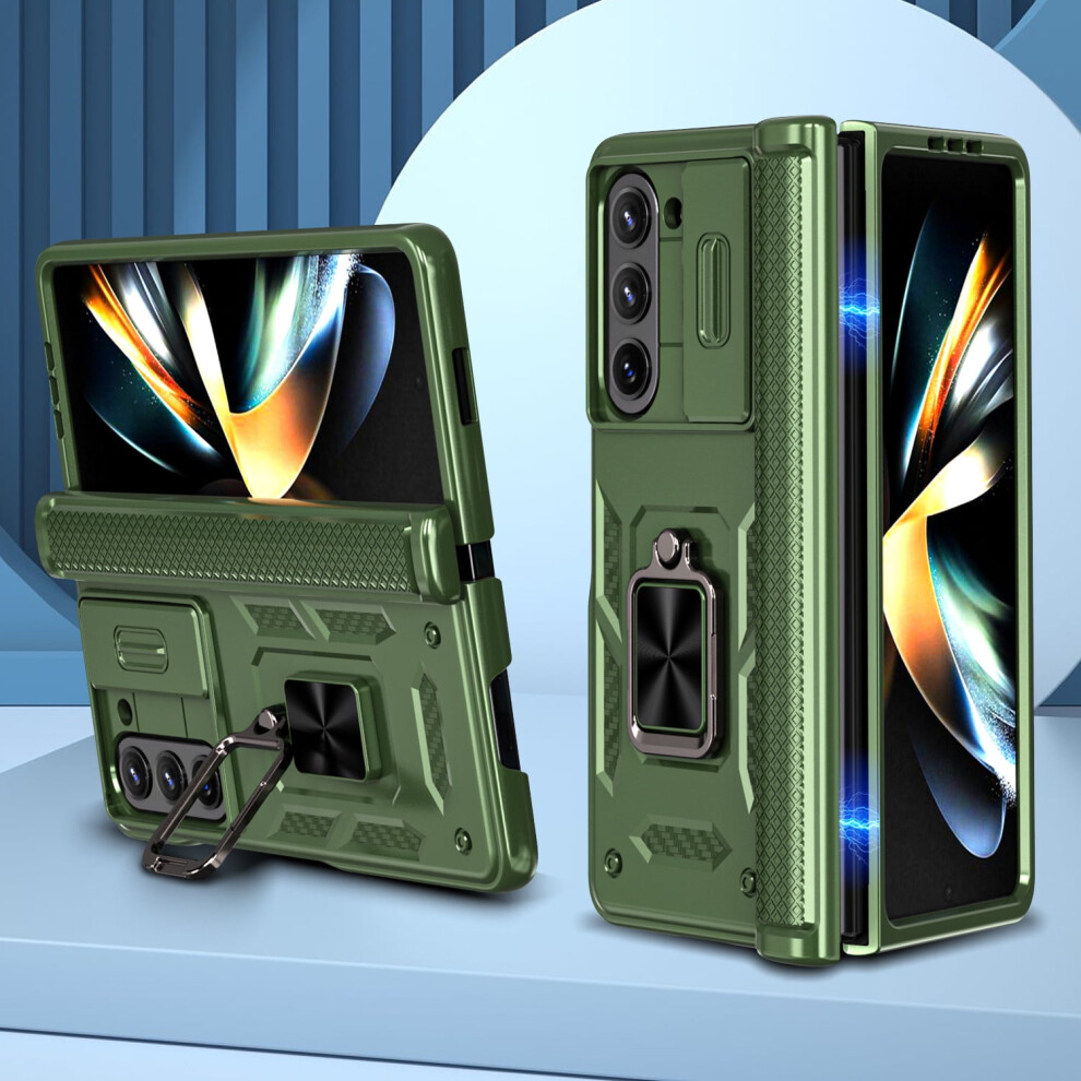 Allytech Compatible With Samsung Galaxy Z Fold5 Case Â Rugged Shockproof Cover With Ring Holder, Stand & Hinge Protection, Car Mount Â Green 9165521628278