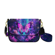 Schultertasche mit Schmetterlings-, Gänseblümchen- und Galaxienmuster für Damen, kleine Umhängetasche, wasserdichte Tasche mit verstellbarem,