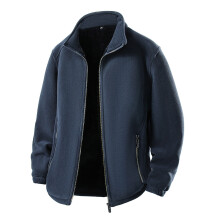 Men's Fleece Full-Zip Jacket, Long Sleeve Solid Color Casual Outerwear, No Hood Simple Design for Outdoor Activities