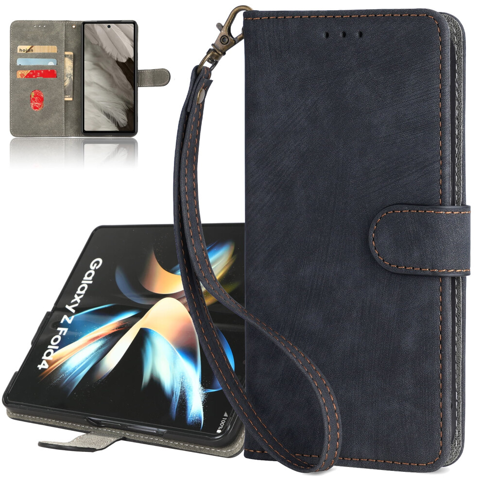 Rfid Blocking Wallet Case For Compatible With Samsung Galaxy Z Fold 4 Â Pu Leather Flip Folio With Magnetic Closure, Kickstand & Detachable Wrist 9165521628605