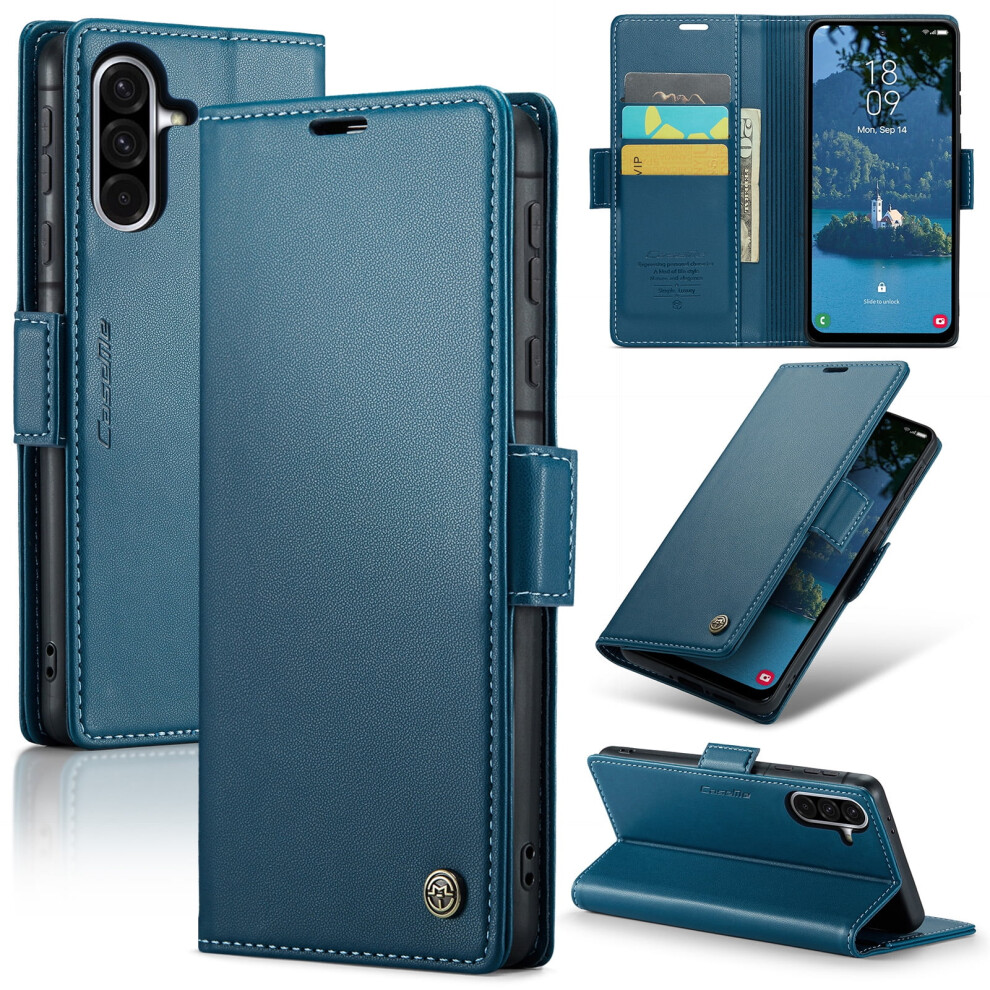 Caseme Leather Wallet Case For Compatible With Samsung Galaxy A40 – Rfid Blocking, Magnetic Clasp, Kickstand, Blue 9152228517660