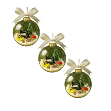 Vintage Sewing Machine Snow Globe Ornaments (3 Pcs) – Christmas Tree Decor & Quilter Gifts – Compatible with Standard Tree Hooks