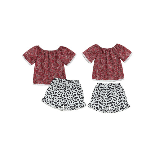 (4-5 Years, Red) Letnie komplety dla krowie wzory. 1