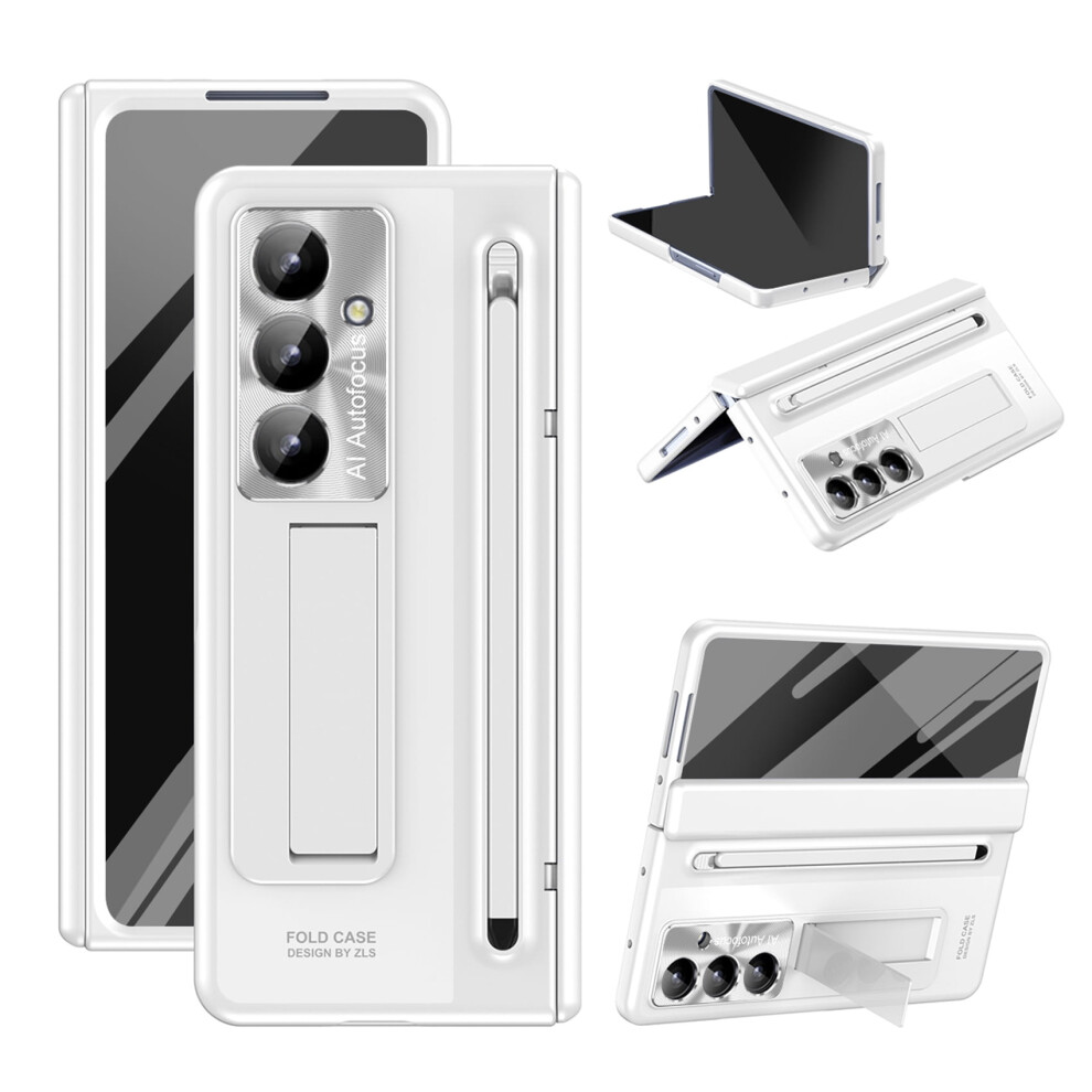 Compatible With Samsung Galaxy Z Fold 7 Case Â Clear 2-In-1 Phone Case With Pen Holder, Kickstand & Hinge Protection, White 9165521629282