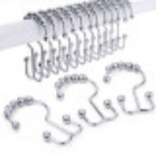 Lot de 12 crochets de rideau de douche en acier inoxydable en forme de montagne, compatibles avec les barres de douche standard