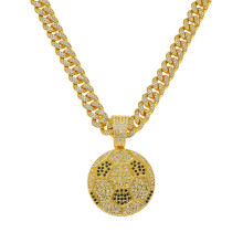 Férfi Női Hip Hop Foci Medál Nyaklánc 13 mm-es Kristályos Kubai Lánc HipHop Jeges Bling Nyakláncok Divat Charm Ékszerek