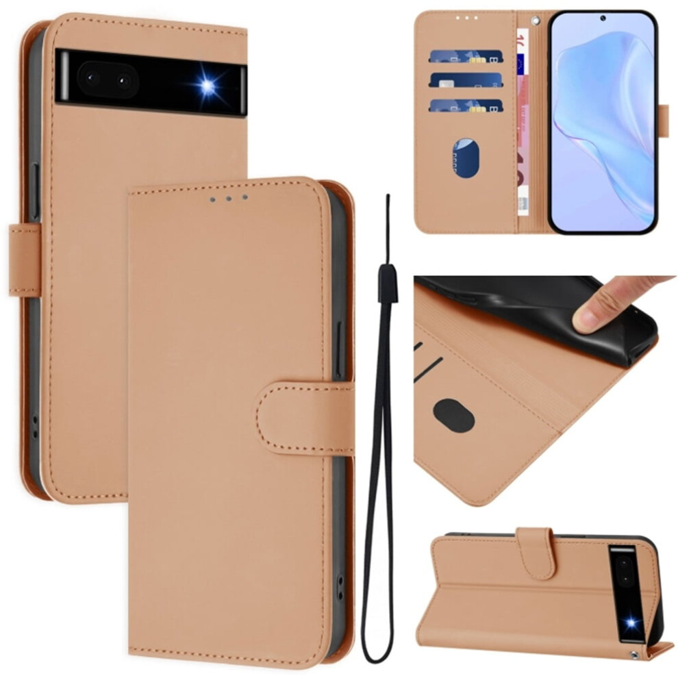 Wallet Case Compatible With Google Pixel 6 Â Pu Leather Magnetic Flip Folio, 3-Card Holder & Wrist Strap, Nude Cream 9193271816423