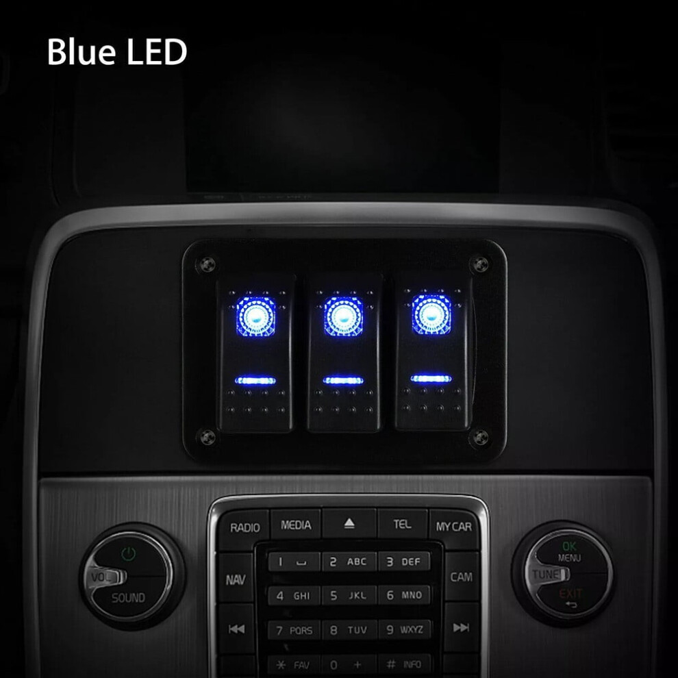 3 Gang Toggle Rocker Switch Panel With Led For 12V-24V Blue 9180333369355
