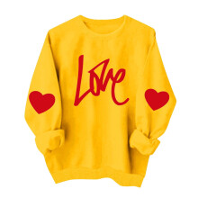 Valentinssweatshirt til kvinder med lange ærmer og rund hals