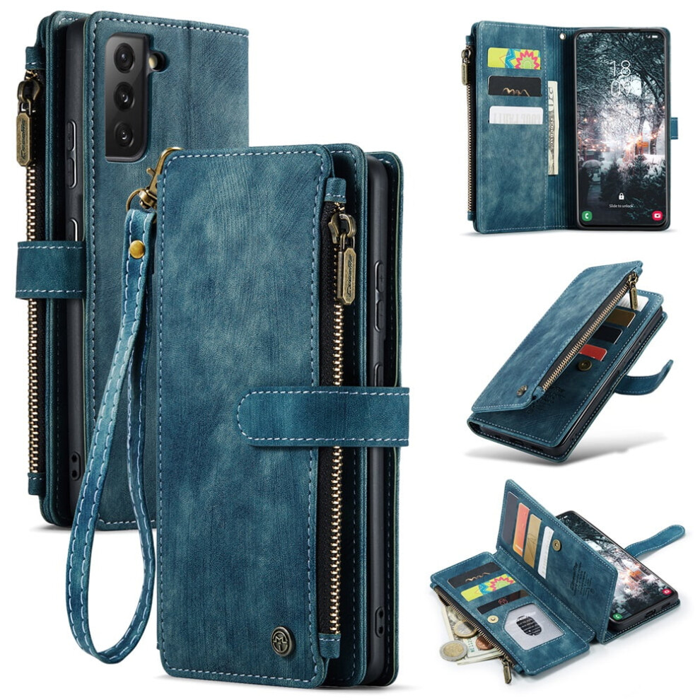 Caseme Wallet Case For Samsung Galaxy S22+ Â Pu Leather Magnetic Flip, Lanyard Strap, Zipper Card Holder, 6.6-Inch 9170372123599