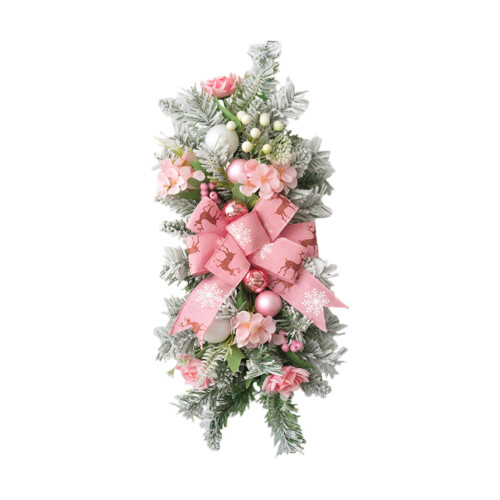 Rosa kunstig julekrans juledekorasjon 1,8 meter 1