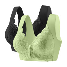 2 stk. dame-bh'er med frontlukning, plus size, blonde, komfortabel senior-bh med bøjle og trykknaplukning, marguerit-bh'er