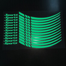 Sporthjulsklistermärke Reflekterande hjultejp Långvarig reflekterande klistermärkesmaterial Fälgrand Blå, Grön, Gul