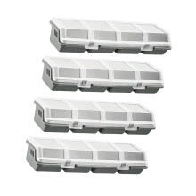 4-delige opbergdoos met compartimenten voor gereedschap, gemaakt van duurzaam PP-plastic, voor garages, werkbanken en hobbyruimtes.