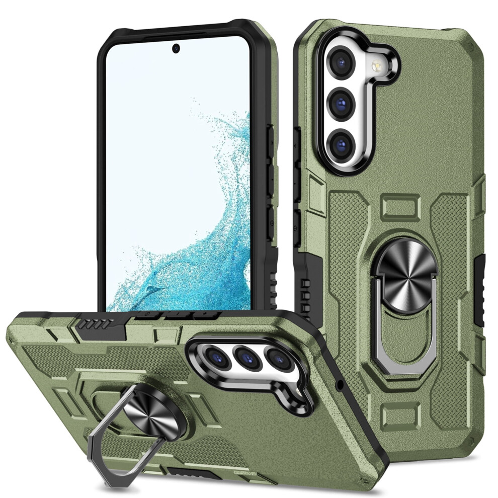 Rugged Defender Case For Samsung Galaxy S22 5G (6.1"), With Ring Holder, Kickstand, Anti-Fingerprint & Anti-Drop Â Compatible With Samsung S22 Green 9193271821069