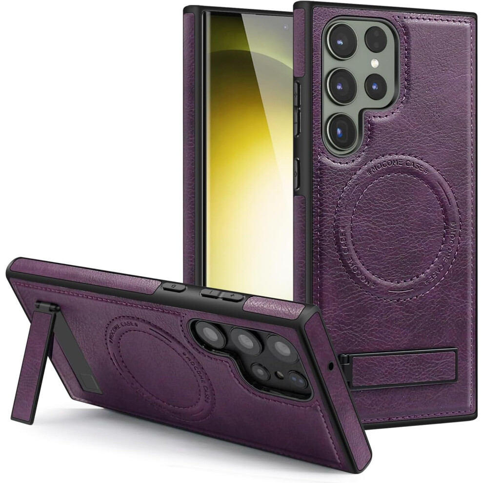 Leather Samsung Galaxy S24 Ultra Case Â Compatible With Magsafe, Magnetic Stand, Rugged, 6.8" Purple 9170372124657