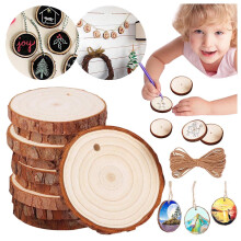 Natural Wood Circles for Crafting 1.2-1.6 Inch 10 Pieces