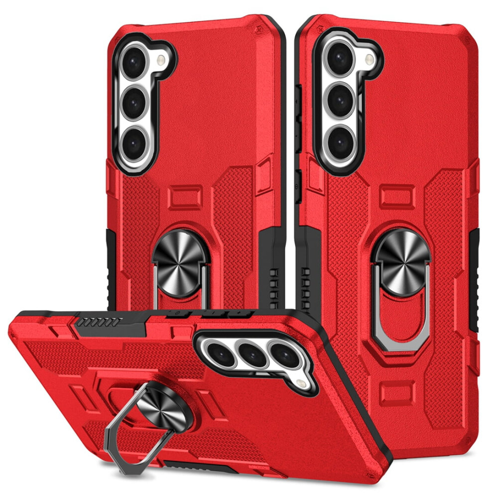 Rugged Defender Case For Samsung Galaxy S23 5G (6.1") Â Anti-Drop, Non-Slip, Ring Holder, Kickstand, Anti-Fingerprint; Compatible With Samsung Red 9193271817987